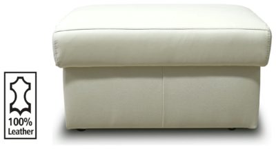 HOME - Leather Footstool - Ivory